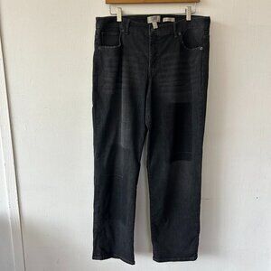 Logo Lori Goldstein Boyfriend Jeans Womens 14 Black Patchwork Pockets